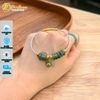 Vòng tay ngũ điếu mix cỏ 4 lá treo charm vàng 10k túi tiền đá thạch anh tóc xanh hợp mệnh mộc hỏa