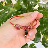  Vòng tay ngũ điếu mix túi tiền thạch anh tóc đỏ hợp mệnh Hỏa - Thổ chiêu tài hút lộc may mắn 