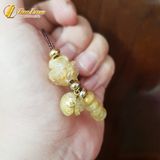  Vòng tay ngũ điếu mix hồ ly ôm hoa treo túi tiền thạch anh tóc vàng charm 10K hợp mệnh kim thổ 