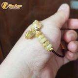  Vòng tay ngũ điếu mix hồ ly ôm hoa treo túi tiền thạch anh tóc vàng charm 10K hợp mệnh kim thổ 