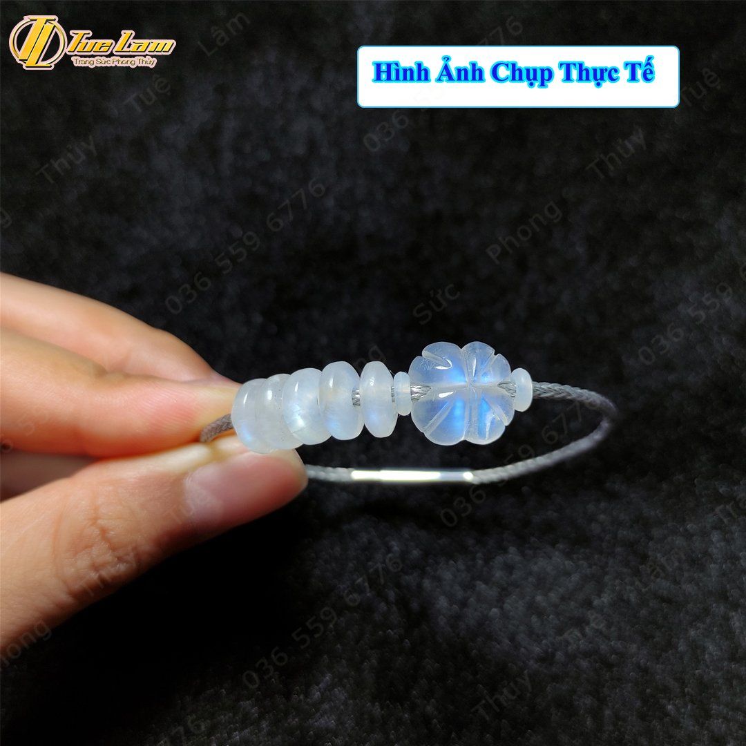  Vòng tay ngũ điếu mix cỏ 4 lá đá moonstone hợp mệnh kim mệnh thủy chiêu tài hút lộc may mắn 