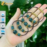  Vòng tay ngũ điếu mix cỏ 4 lá lam ngọc charm bi cầu kim tiền vàng 10k tài lộc hợp mệnh may mắn 