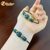  Vòng tay ngũ điếu mix cỏ 4 lá lam ngọc charm bi cầu kim tiền vàng 10k tài lộc hợp mệnh may mắn 