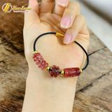  Vòng tay ngũ điếu mix lu thống mix cỏ 4 lá đá thạch anh tóc đỏ hợp mệnh hỏa thổ may mắn 