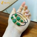  Vòng tay ngũ điếu mix cỏ 4 lá ngọc bích charm bi cầu vàng 10k tài lộc hợp mệnh may mắn 