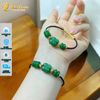 Vòng tay ngũ điếu mix cỏ 4 lá ngọc bích charm bi cầu vàng 10k tài lộc hợp mệnh may mắn