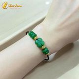  Vòng tay ngũ điếu mix cỏ 4 lá ngọc bích charm bi cầu vàng 10k tài lộc hợp mệnh may mắn 
