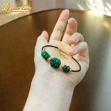  Vòng tay ngũ điếu mix cỏ 4 lá ngọc sơn thủy xanh charm bi cầu vàng 10k tài lộc hợp mệnh may mắn 