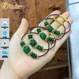  Vòng tay ngũ điếu mix cỏ 4 lá ngọc sơn thủy xanh charm bi cầu vàng 10k tài lộc hợp mệnh may mắn 
