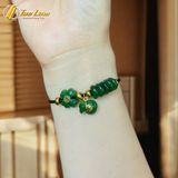  Vòng tay ngũ điếu mix cỏ 4 lá treo túi tiền ngọc bích gắn charm đồng xu vàng 10k tài lộc may mắn 