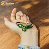  Vòng tay ngũ điếu mix cỏ 4 lá treo túi tiền ngọc bích gắn charm đồng xu vàng 10k tài lộc may mắn 
