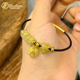  Vòng tay cỏ 4 lá mix ngũ điếu treo túi tiền đá thạch anh tóc vàng hợp mệnh kim - thổ tài lộc may mắn 