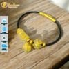  Vòng tay cỏ 4 lá mix ngũ điếu treo túi tiền đá thạch anh tóc vàng hợp mệnh kim - thổ tài lộc may mắn 