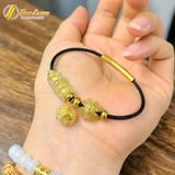  Vòng tay cỏ 4 lá mix ngũ điếu treo túi tiền đá thạch anh tóc vàng hợp mệnh kim - thổ tài lộc may mắn 