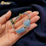  Vòng tay ngũ điếu mix hồ ly chúa ôm hoa đá Aquamarine hợp mệnh thủy mộc, trợ duyên tài lộc 