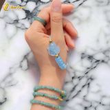  Vòng tay ngũ điếu mix hồ ly chúa ôm hoa đá Aquamarine hợp mệnh thủy mộc, trợ duyên tài lộc 