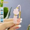 Vòng tay ngũ điếu mix hồ ly chúa ôm hoa đá thạch anh hồng hợp mệnh hỏa thổ trợ duyên tài lộc