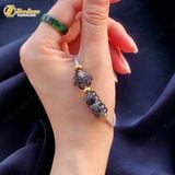  Vòng tay ngũ điếu mix hồ ly chúa ôm hoa đá thạch anh tóc đen hợp mệnh thủy mộc, trợ duyên tài lộc 