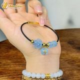  Vòng tay ngũ điếu mix hồ ly aquamarine treo túi tiền tài lộc hợp mệnh thủy mộc trợ duyên 