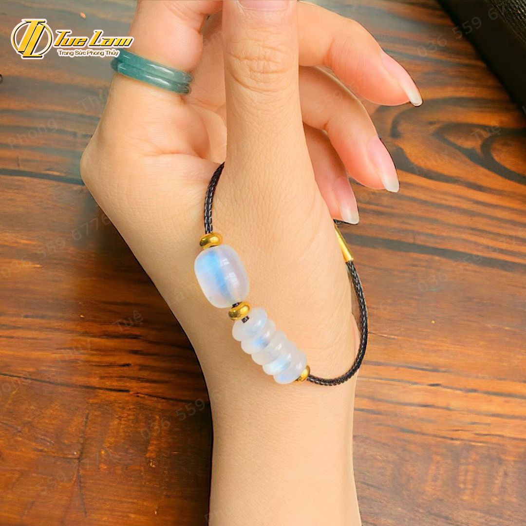  Vòng tay lu thống mix ngũ điếu moonstone hợp mệnh kim thủy, chiêu tài lộc hút may mắn 