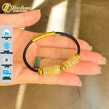  Vòng tay ngũ điếu mix lu thống chạm họa tiết thạch anh tóc vàng hợp mệnh kim thổ tài lộc may mắn 