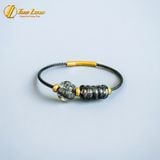  Vòng tay ngũ điếu mix túi tiền thạch anh tóc đen hợp mệnh thủy mộc chiêu tài hút lộc may mắn 