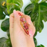  Vòng tay ngũ điếu mix túi tiền thạch anh tóc đỏ hợp mệnh Hỏa - Thổ chiêu tài hút lộc may mắn 