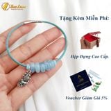  Vòng Tay Ngũ Điếu Đá Aquamarine hợp mệnh thủy mộc mix charm cá chép bạc S925 