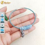  Vòng Tay Ngũ Điếu Đá Aquamarine hợp mệnh thủy mộc mix charm cá chép bạc S925 