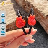  Vòng tay mặt hồ ly chúa ôm hoa ngọc huyết jade hợp mệnh hỏa thổ bện chỉ may mắn trợ duyên 
