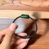  [HÀNG HOT] Vòng tay đôi nam nữ lu thống ngọc sơn thủy xanh chạm khắc họa tiết tài lộc 