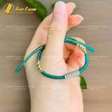  Vòng tay Tibet bện chỉ ngũ sắc - xanh rêu mix charm Om Mani Padme Hum bình an - may mắn 