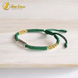  Vòng tay Tibet bện chỉ ngũ sắc - xanh rêu mix charm Om Mani Padme Hum bình an - may mắn 