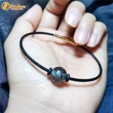  Vòng tay phong thủy hạt đá thạch anh tóc đen hợp mệnh thủy mộc size 10 li xỏ cáp bền đẹp 