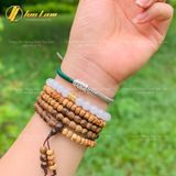  Vòng tay Tibet bện chỉ xanh rêu xám mix charm Ống trụ khắc chú Om Mani Padme Hum bình an may mắn 