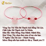  Vòng tay may mắn túi tiền thạch anh hồng hợp mệnh hỏa thổ chiêu tài hút lộc may mắn 