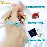  Vòng tay ngũ điếu mix túi tiền đá aquamarine hợp mệnh thủy mộc, thu hút tài lộc, bình an may mắn 