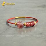  Vòng tay ngũ điếu mix túi tiền thạch anh tóc đỏ hợp mệnh Hỏa - Thổ chiêu tài hút lộc may mắn 