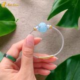  Vòng tay túi tiền đá aquamarine hợp mệnh thủy mộc, thu hút tài lộc, bình an may mắn 