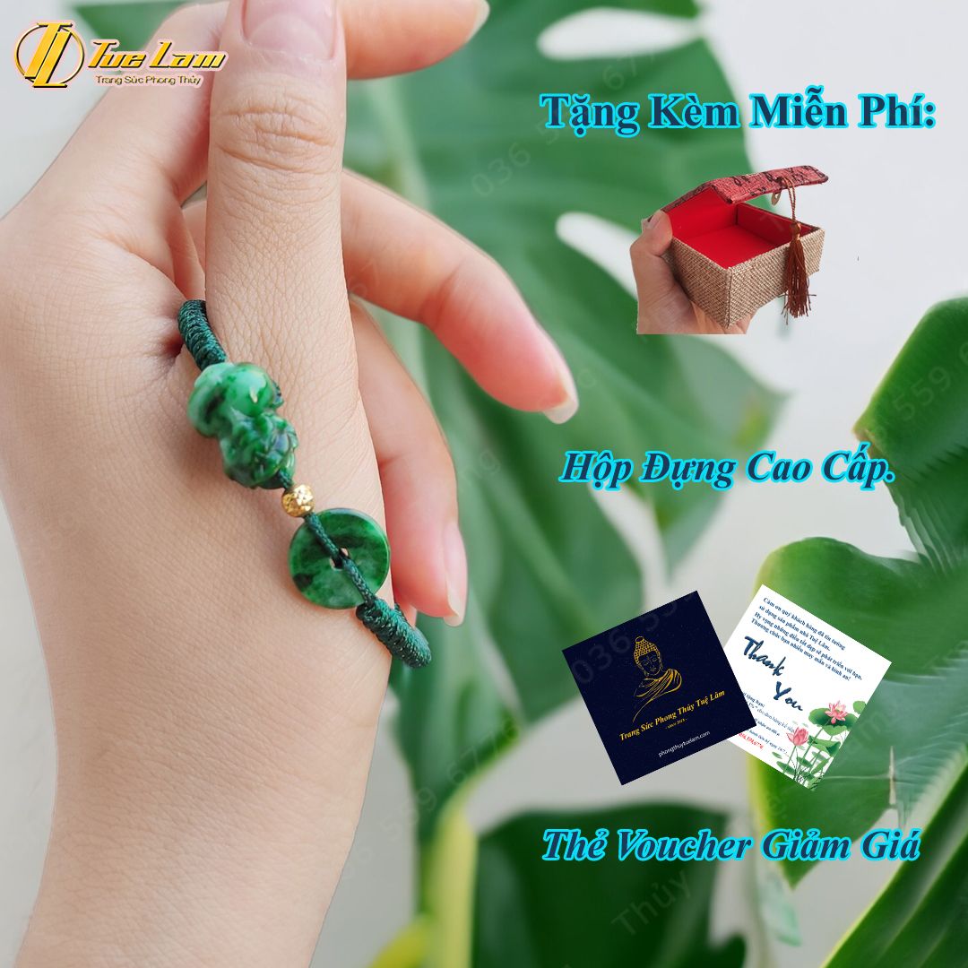  Vòng tay đồng điếu mix tỳ hưu ngọc sơn thủy bện charm vàng 10k hợp mệnh chiêu tài lộc may mắn 