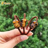  Vòng tay tỳ hưu đá mắt hổ nâu vàng hợp mệnh kim thổ bện chỉ handmade chiêu tài hút lộc - Tuệ Lâm 