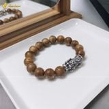  Vòng tay gỗ trầm hương rừng banh lào size 12 li mix tỳ hưu bạc si đen tài lộc may mắn 