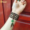  Vòng tay hạt gỗ trầm hương 108 hạt sánh chìm size 6 li mix hoa sen ngọc bích và hoa sen trầm sánh 