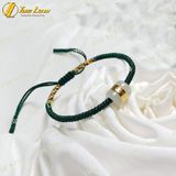  Vòng tay lu thống ngọc phỉ thúy tài lộc bện chỉ xanh rêu may mắn bình an, chiêu tài lộc 