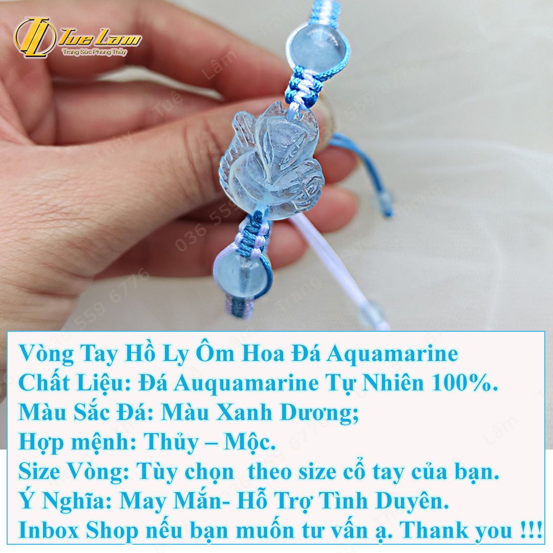  Vòng Tay Hồ Ly Aquamarine Bện Chỉ Handmade Cao Cấp - Tuệ Lâm 