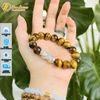 Vòng Tay Đá Mắt Hổ Nâu Vàng 12mm mix Charm Tỳ Hưu Bạc Hợp Mệnh Thổ - Kim