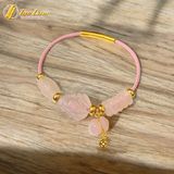  Vòng tay ngũ điếu mix lu thống và hồ ly chúa treo túi tiền đá thạch anh hồng hợp mệnh hỏa thổ trợ duyên tài lộc 