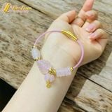  Vòng tay ngũ điếu mix lu thống và hồ ly chúa treo túi tiền đá thạch anh hồng hợp mệnh hỏa thổ trợ duyên tài lộc 