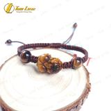  Vòng Chỉ Handmade Tỳ Hưu Đá Mắt Hổ Nâu Vàng 