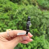  Vòng tay may mắn bện mặt hồ ly chúa đá thạch anh tóc đen ôm hoa hợp mệnh thủy mộc 